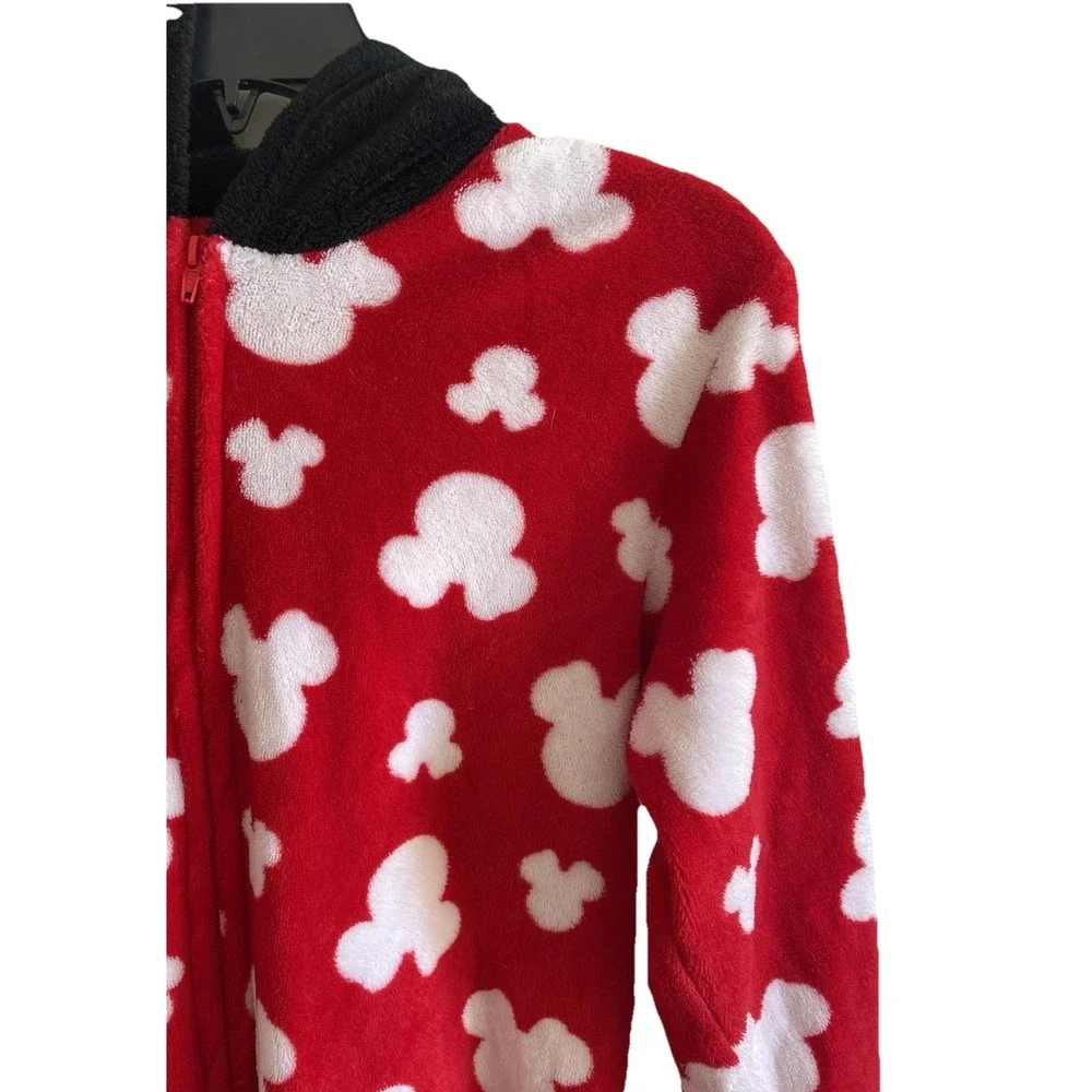 Adult Small Disney‎ Party Park Mickey Minnie Mouse One Piece Pajamas Footed PJ S - Picture 7 of 16